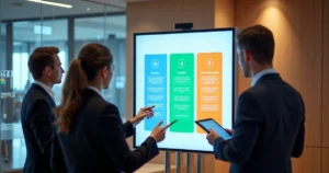 Mural digital comparando diferentes sistemas de processo eletrônico