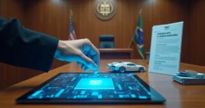 Juiz aperta botão digital para iniciar execução com bens conectados por linhas de dados