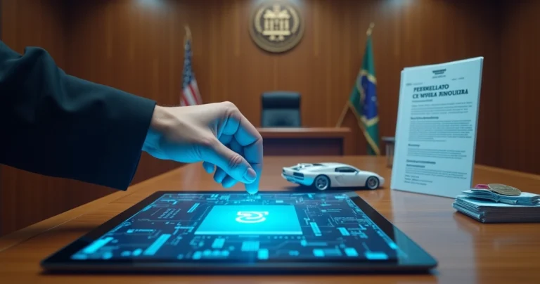 Juiz aperta botão digital para iniciar execução com bens conectados por linhas de dados