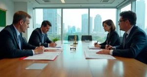 Autoridade pública assina acordo em mesa de licitação com destaque para cláusulas em destaque