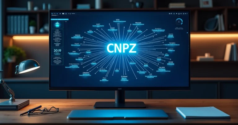 Mapa digital conectando um CNPJ raiz a diversas empresas em tela de computador